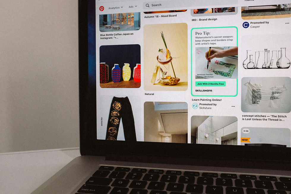 Laptop with pinterest opened