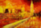 Signed Westminster London street scene art print "The Distance Between Us" by Phil Davis. Red Westminster cityscape.