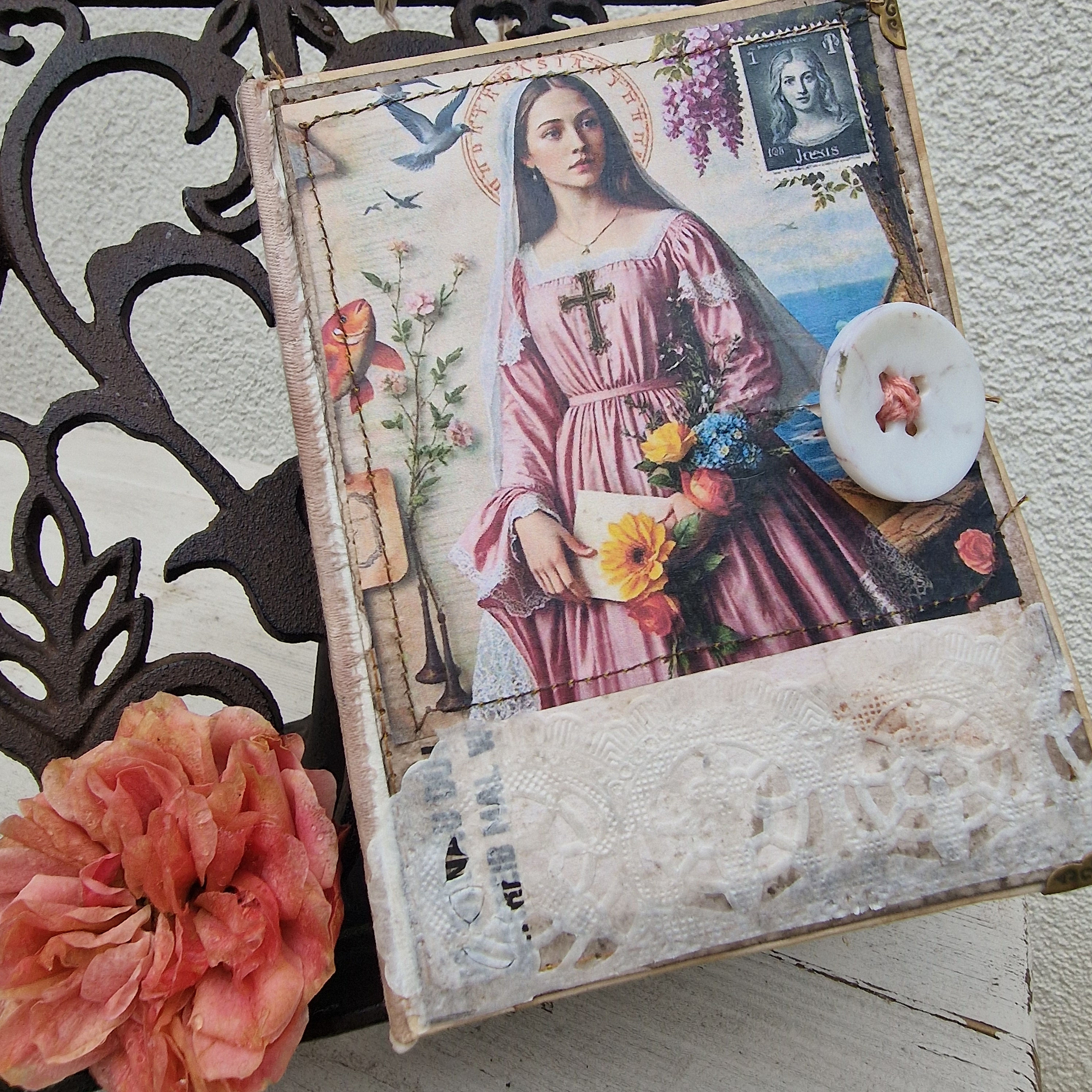 Junk-Journal postcard size "Someone to hear your Prayer"