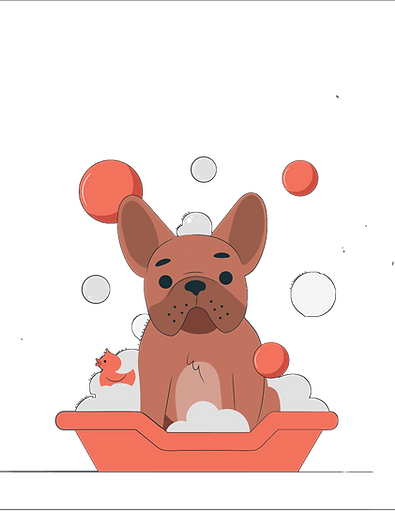 a dog getting a bath