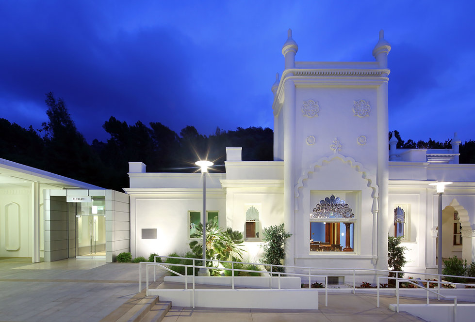 Exterior of Brand Library at night