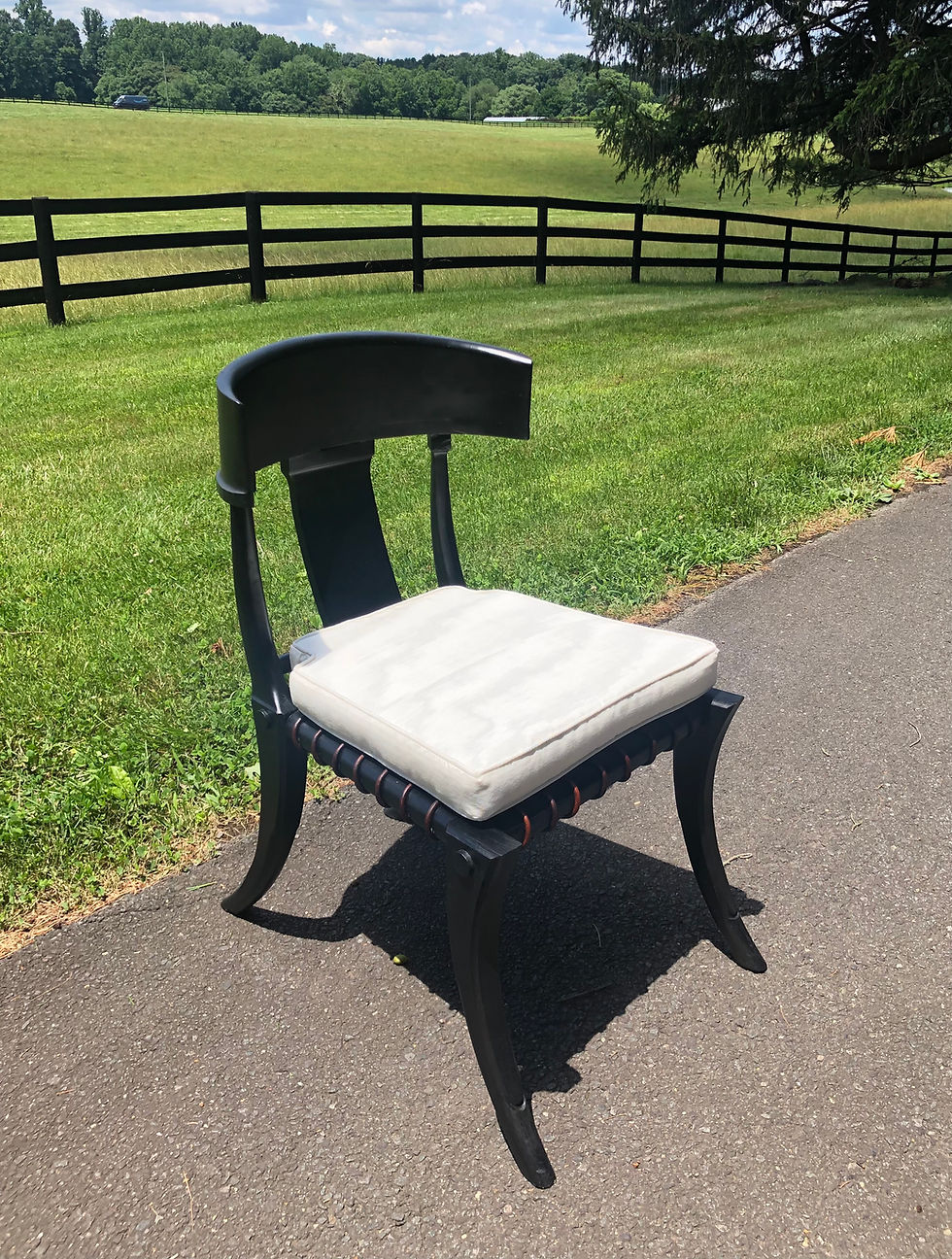 Thumbnail: Grecian Klismos Style Black Chair