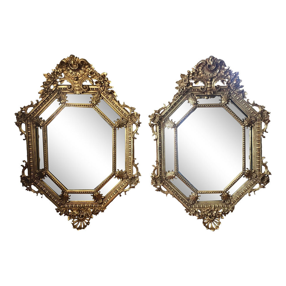 French Louis XIV Octagonal Gilt Palace Mirrors (Pair)