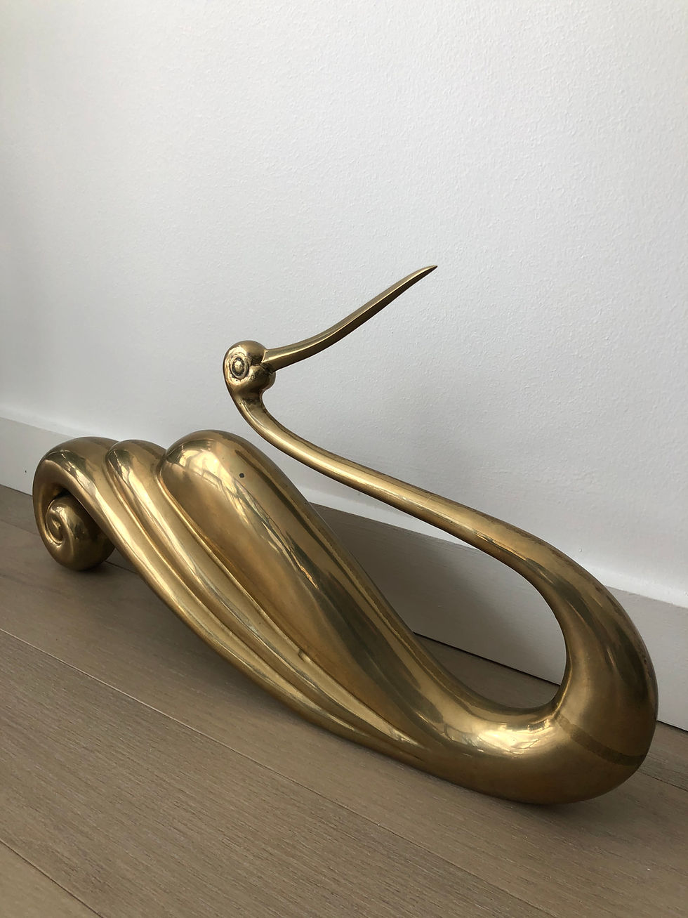 Thumbnail: 1980s Modernist Brass Swan Sculpture