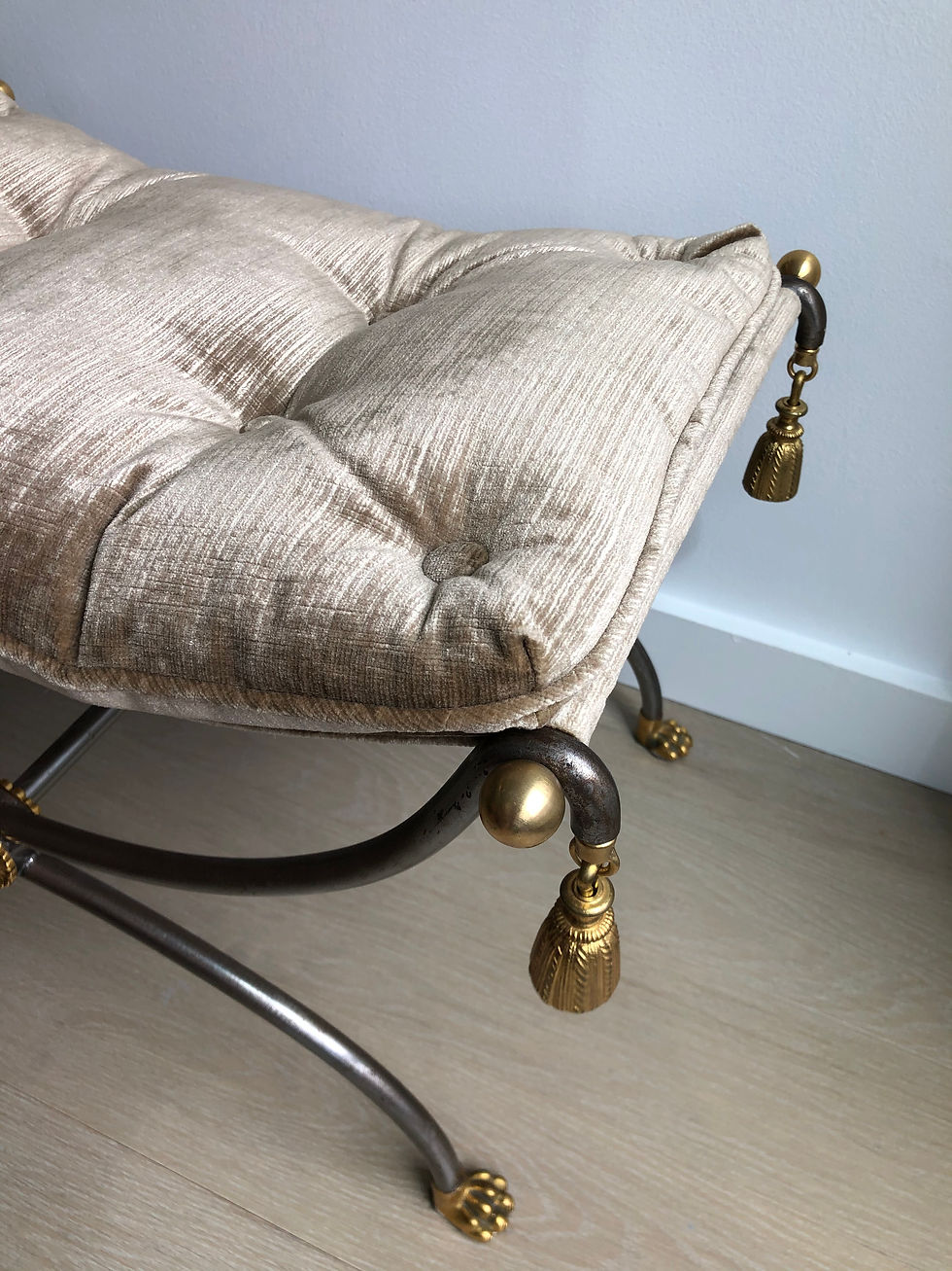 Thumbnail: Louis XIV Neoclassical Napoleon Tassel Bench Stool