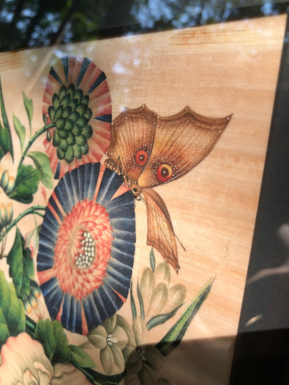 Thumbnail: Chinese Hand-Painted Floral Butterfly Silk Paintings (Pair)