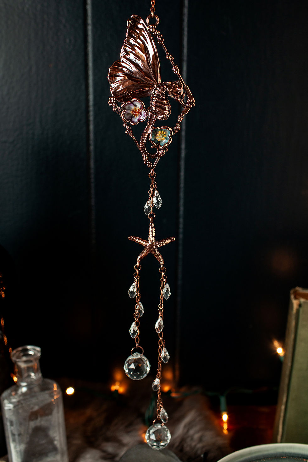 Thumbnail: Seahorse & Butterfly Wing Copper Sun Catcher