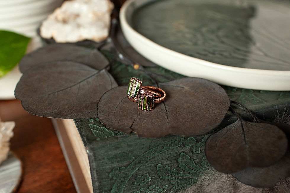 Thumbnail: Green Tourmaline Copper Ring