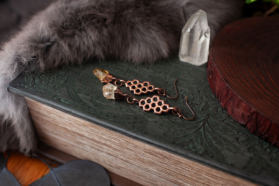 Thumbnail: Citrine Honeycomb Earrings