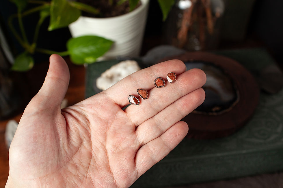 Thumbnail: Goldstone Copper Stud Earrings