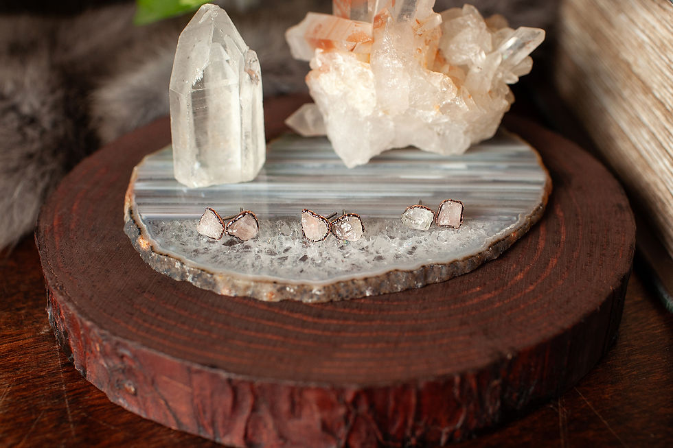 Thumbnail: Raw Pink Calcite Stud Earrings