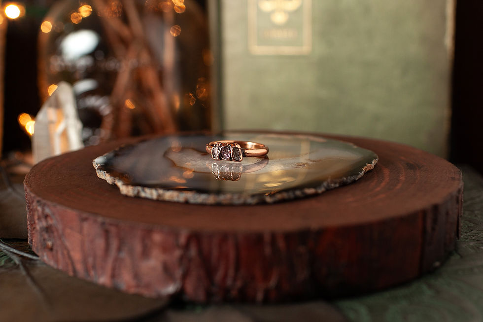 Thumbnail: Raw Pink Tourmaline Copper Ring / Size 6 3/4
