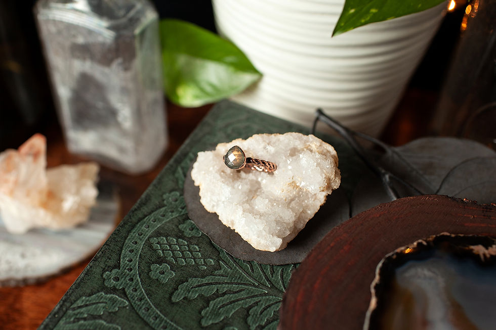 Thumbnail: Rose Cut Labradorite Copper Ring