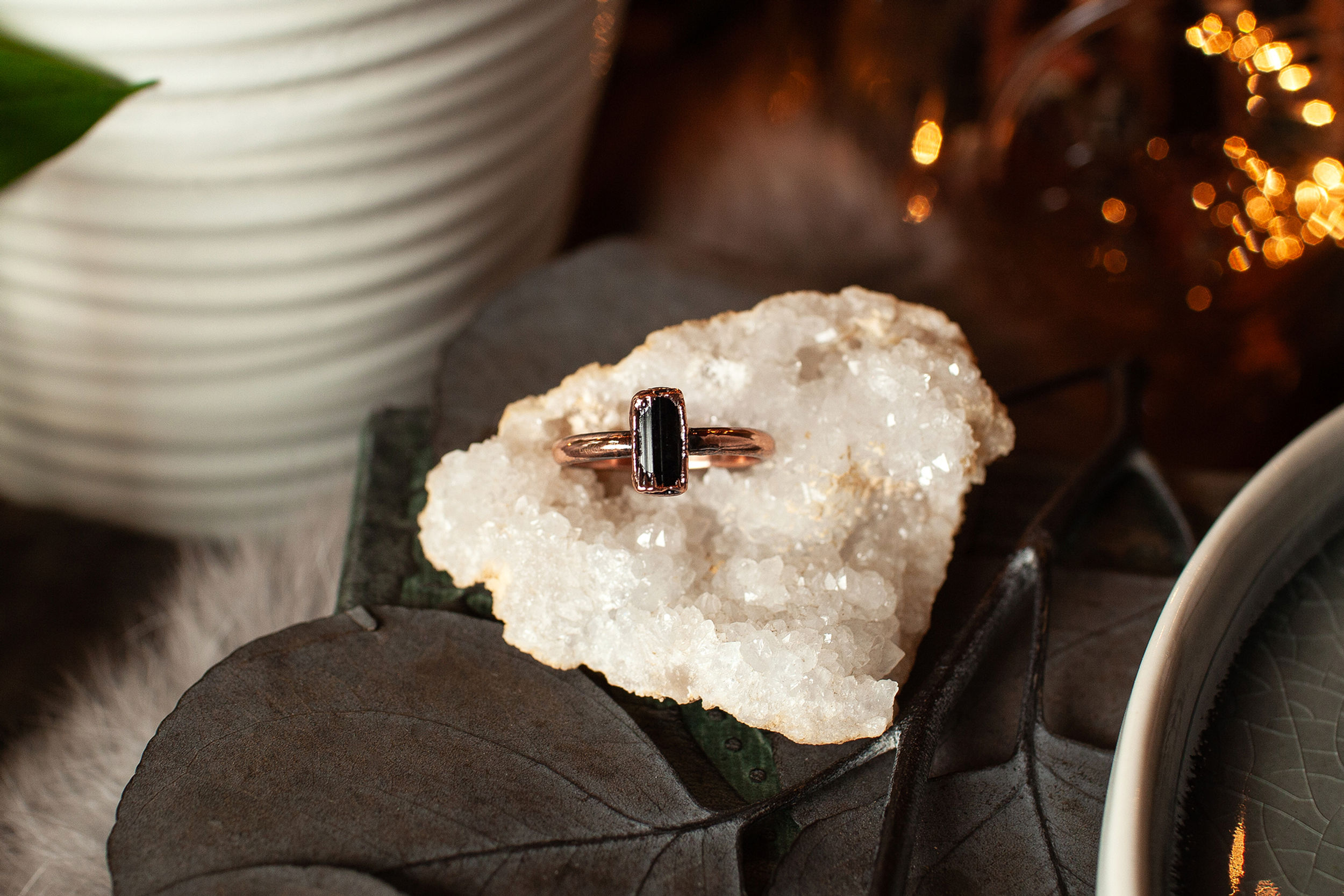 Black Tourmaline Ring / Size 8