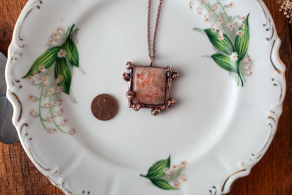 Thumbnail: Sunstone Twig Pendant - Handmade Copper Crystal Necklace
