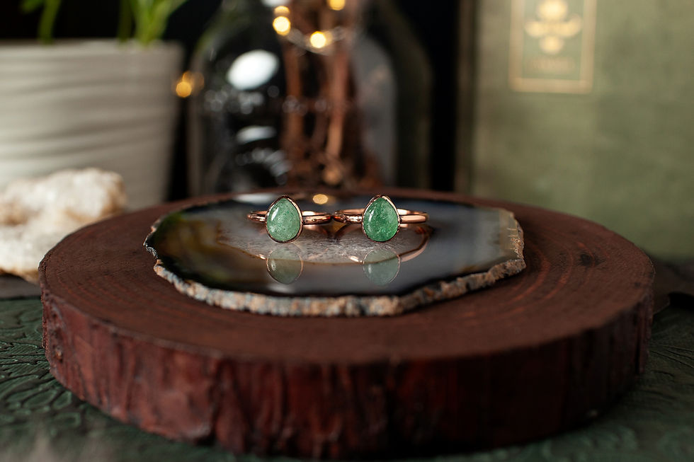 Thumbnail: Green Strawberry Quartz Copper Ring