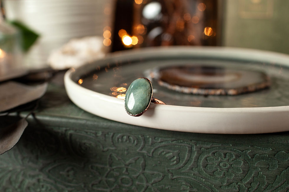 Thumbnail: Aquamarine Copper Ring / Size 8