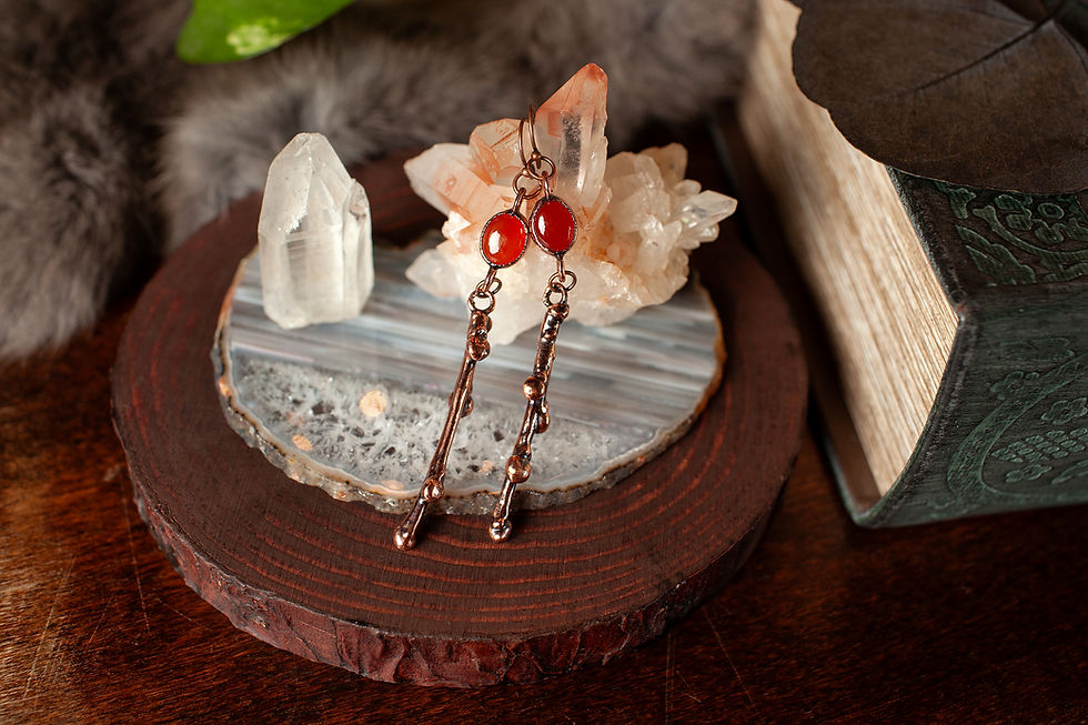 Thumbnail: Red Onyx Twig Dangle Earrings