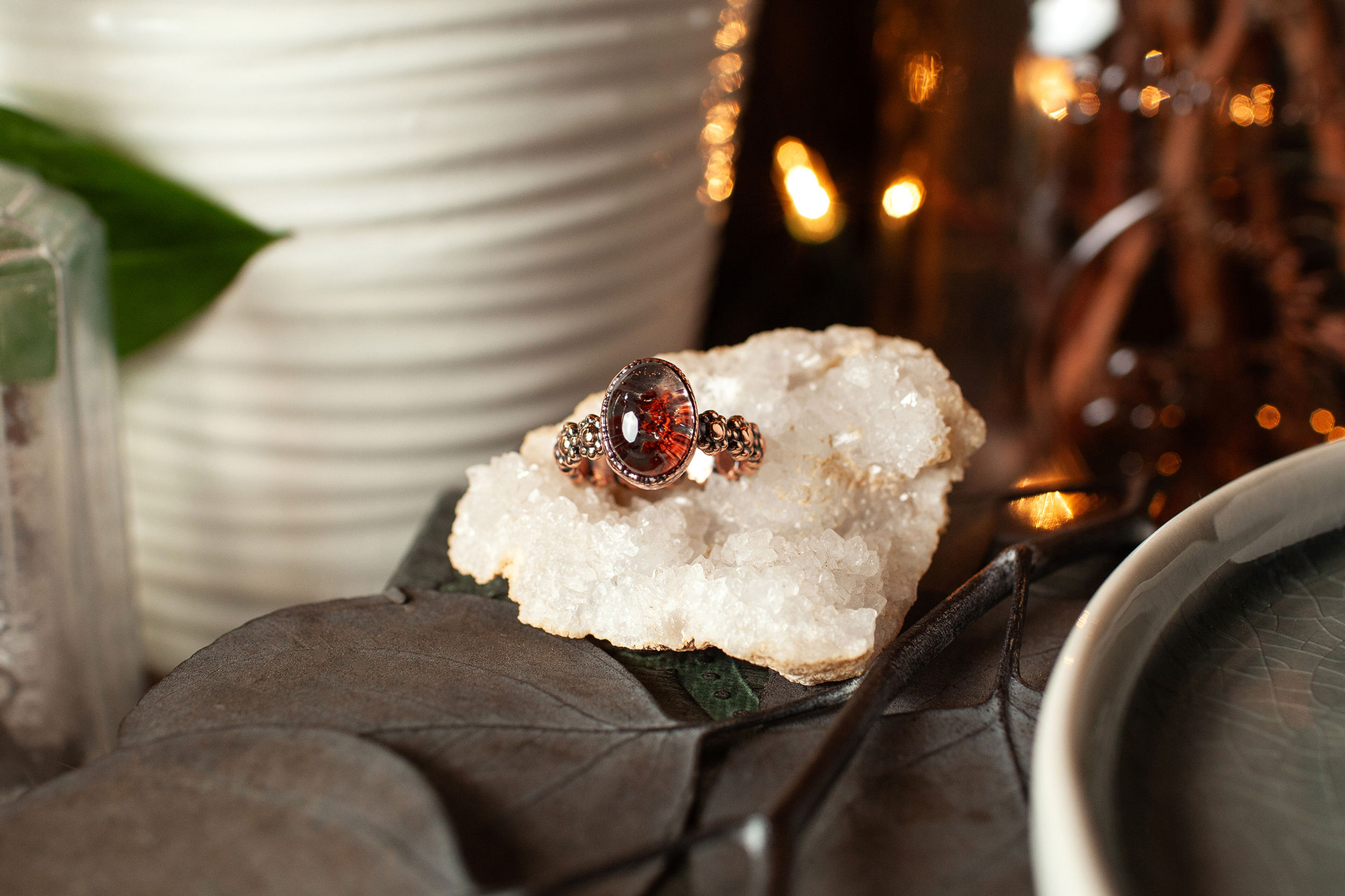 Garden Quartz Statement Ring / Size 7 1/2