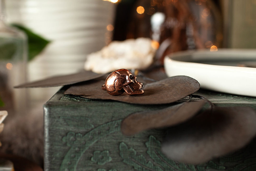 Thumbnail: Electroformed Copper Skull Ring / Size 8 1/4