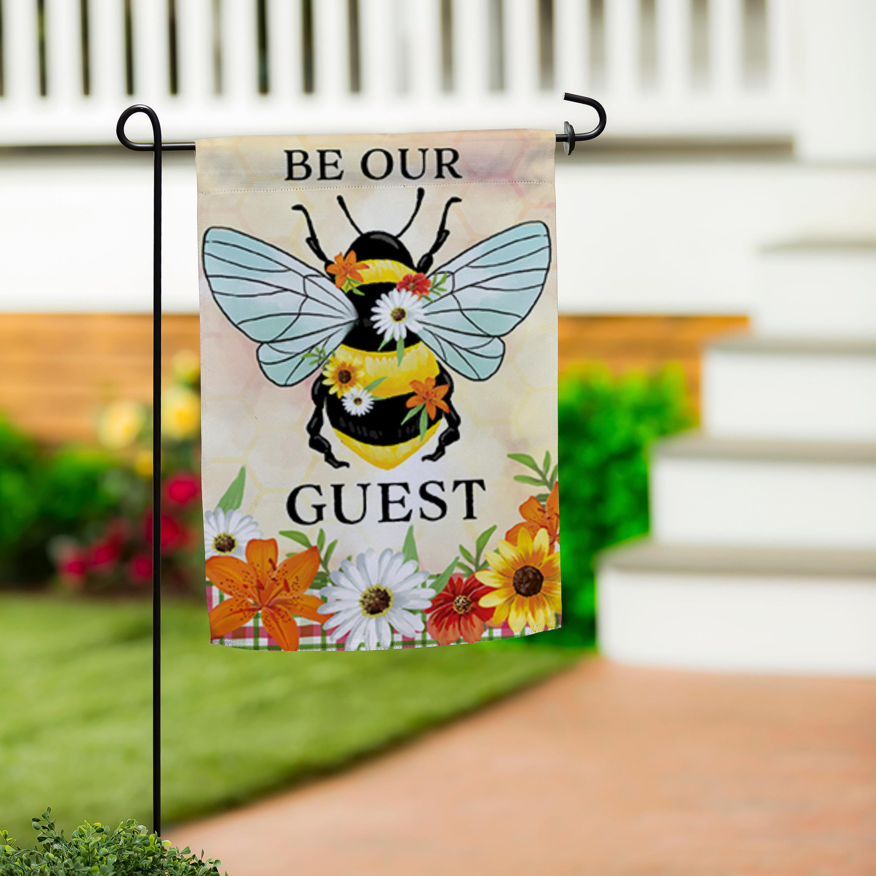 Be Our Guest Burlap Garden Flag