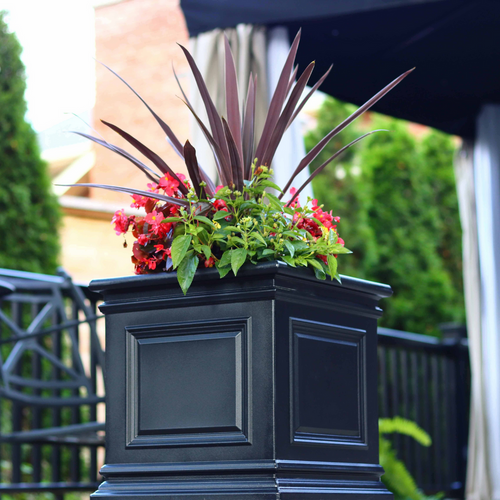 Algreen Covington 14-in W x 30-in H Brownstone Plastic Self Watering Planter 88318 Algreen Covington 14-in W x 30-in H Brownstone Plastic Self Watering Planter 88318