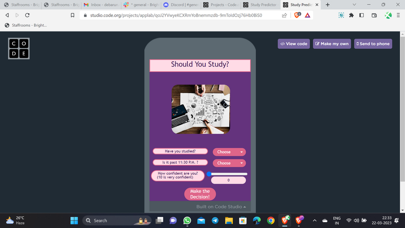 App: Should You Study? quiz