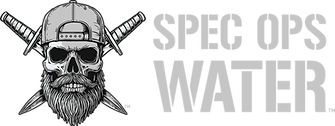 Spec Ops Water logo featuring skull with crossed military daggers