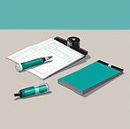 teal and gray, pill bottle and clipboard.jpg