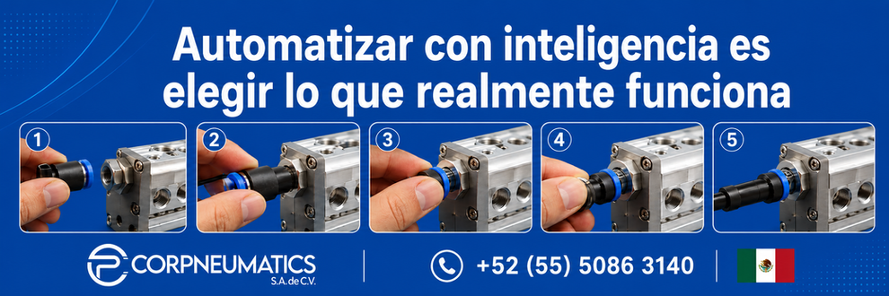 Instalación de conexiones neumáticas para sistemas de automatización industrial