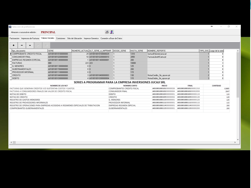 CONFIGURACION DE FACTURAS