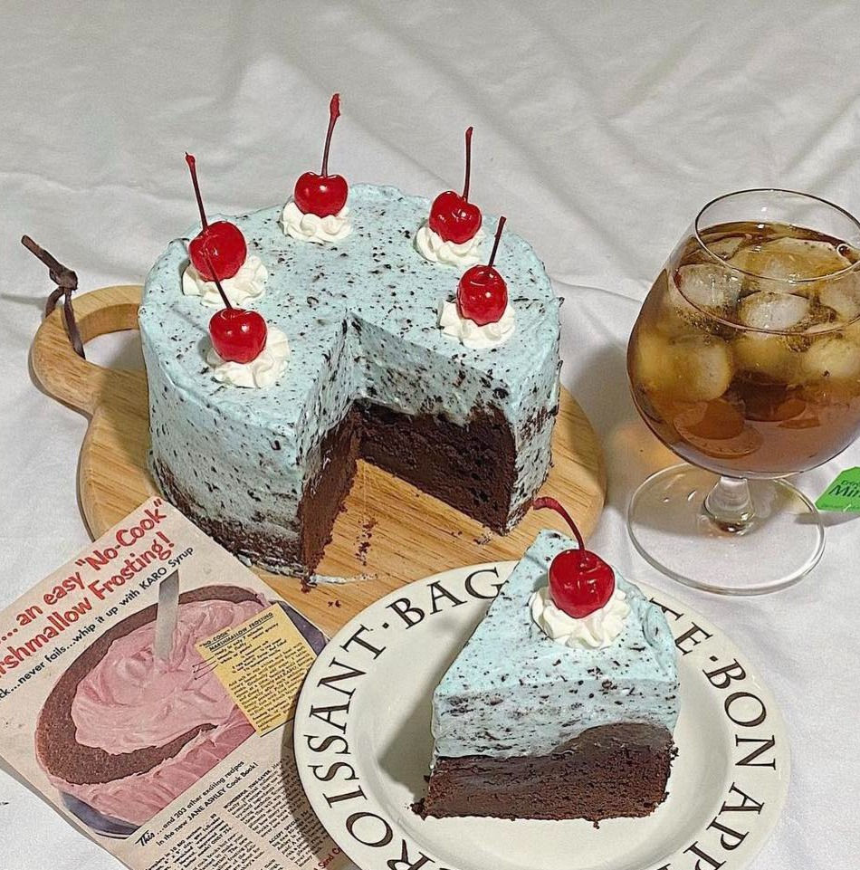 Mint Choco Cherry Cake