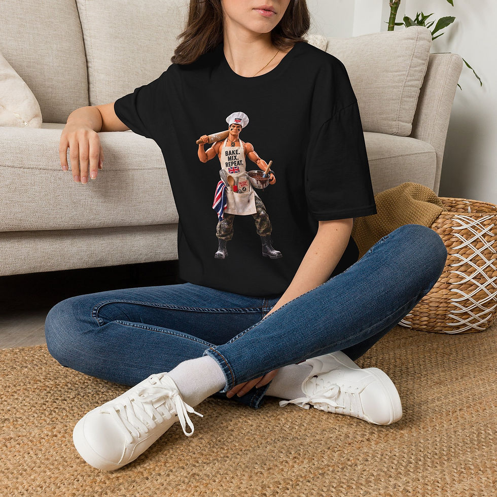 Thumbnail: Action Man Baker T-Shirt - "Bake. Mix. Repeat." Graphic Tee