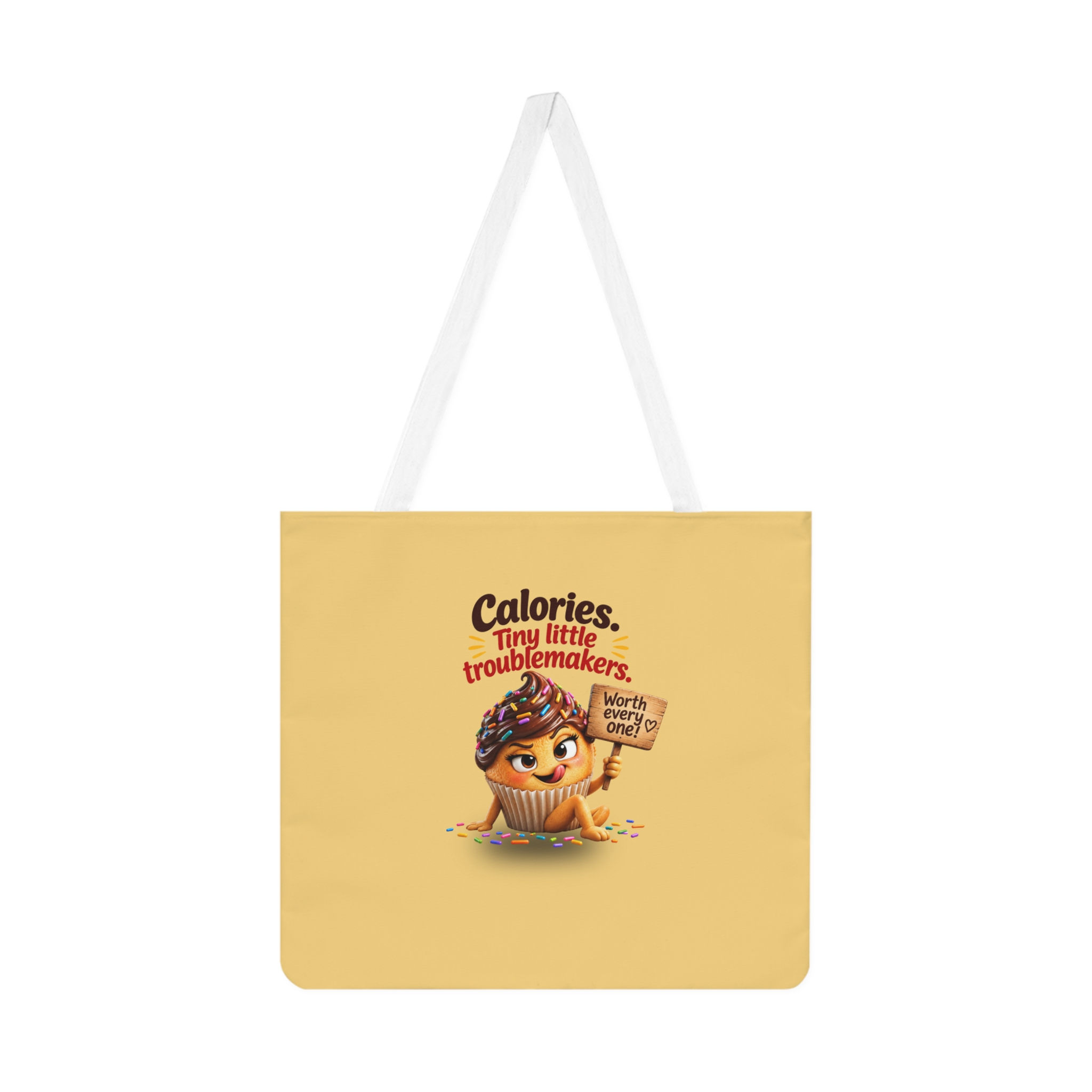Cupcake Tote Bag – "Calories: Tiny Little Troublemakers" Reusable Shoulder Bag