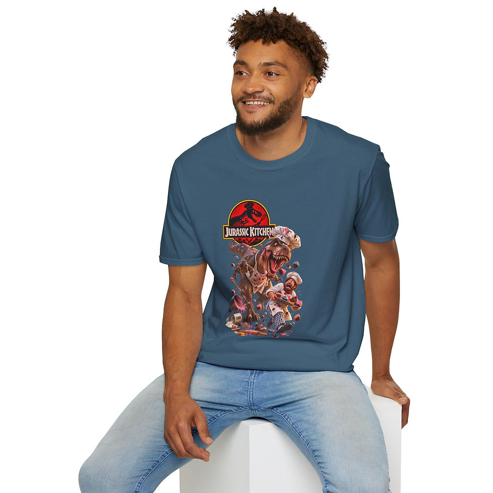 Thumbnail: Jurassic Kitchen T-Shirt — Dinosaur Chef Graphic Tee