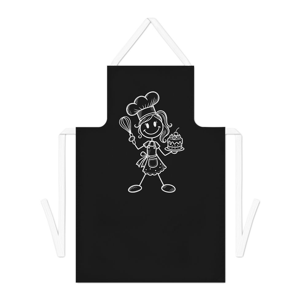 Thumbnail: Lady Baker Chef Stick Figure Apron – Cute Whisk & Cake Kitchen Apron