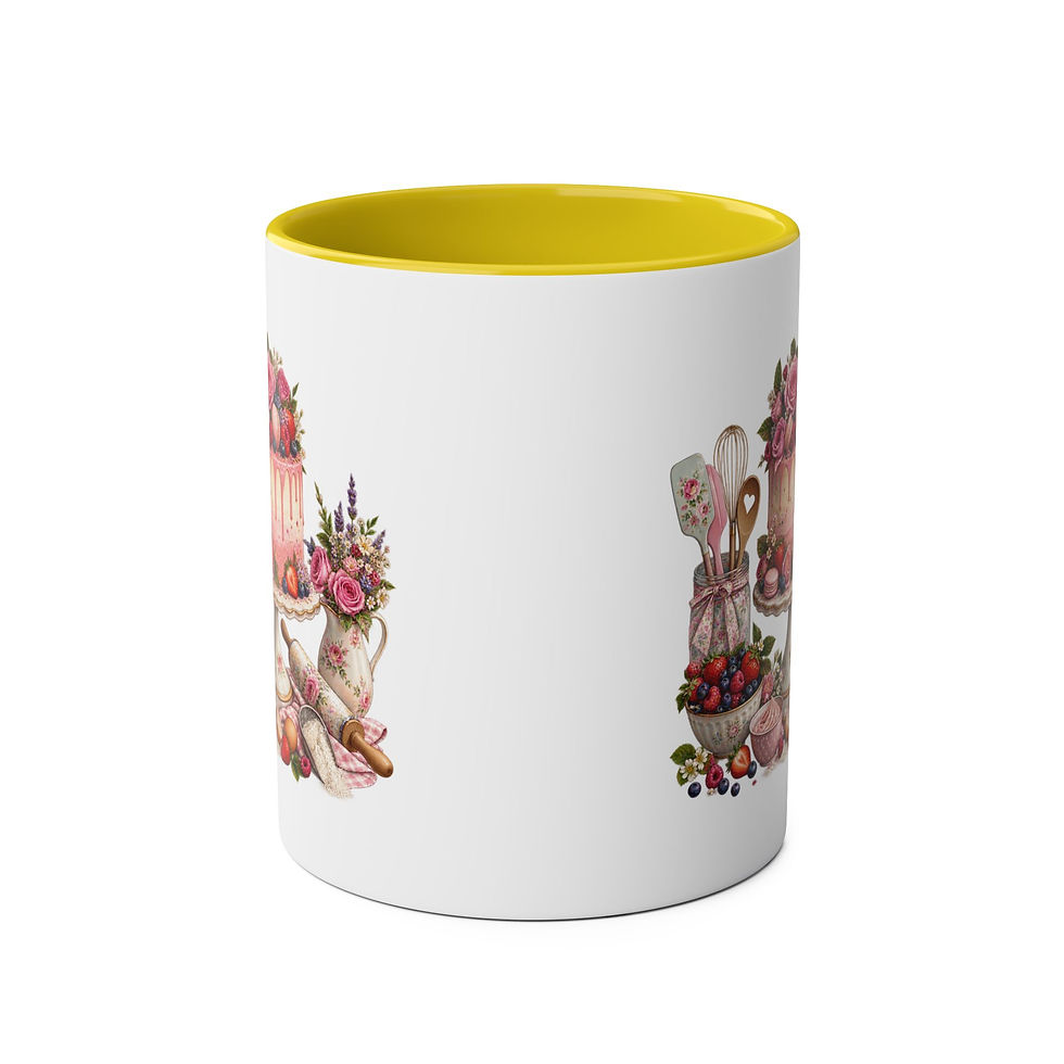Thumbnail: Baking Floral Cake Mug — 11oz Two-Tone Coffee Cup