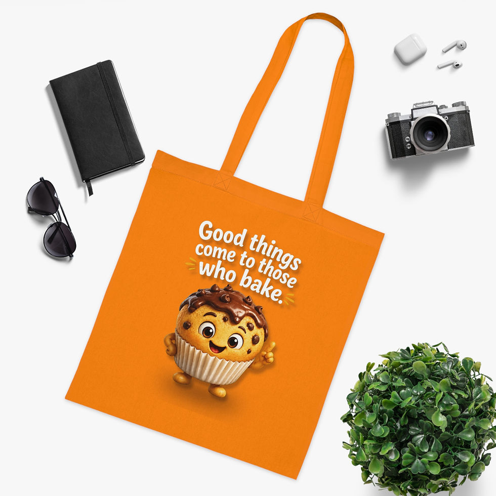 Thumbnail: Baker’s Tote Bag — “Good things come to those who bake” Cute Muffin Tote