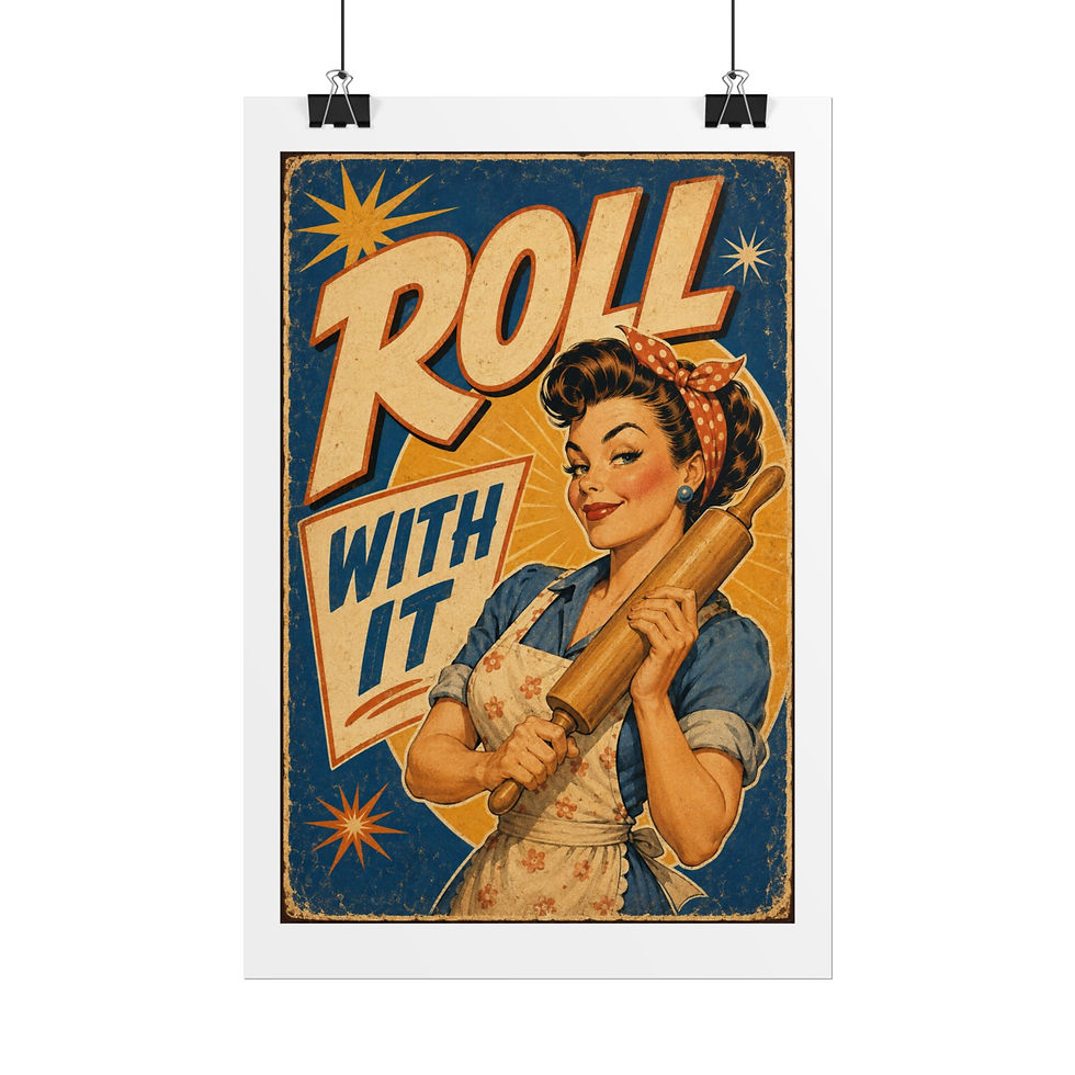 Thumbnail: Retro 'Roll With It' Vintage Kitchen Poster