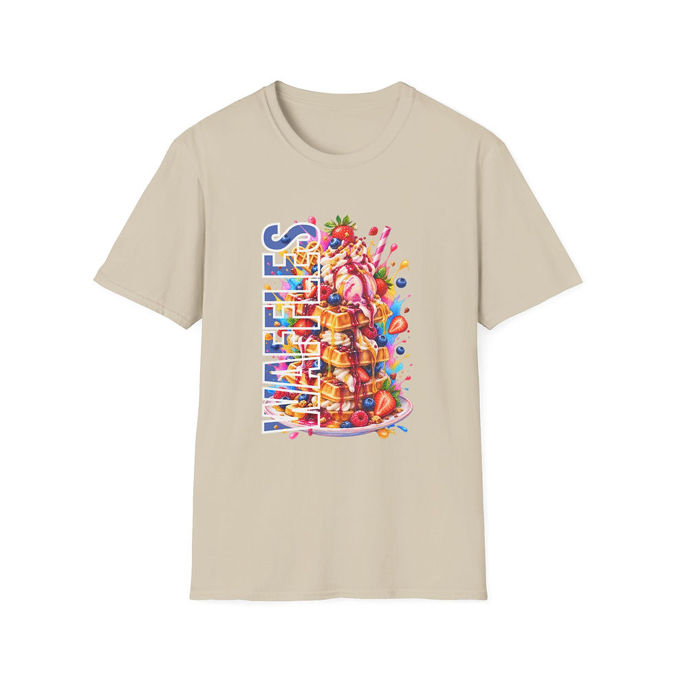 Thumbnail: Waffles Watercolor T-Shirt — Colorful Breakfast Stack Tee