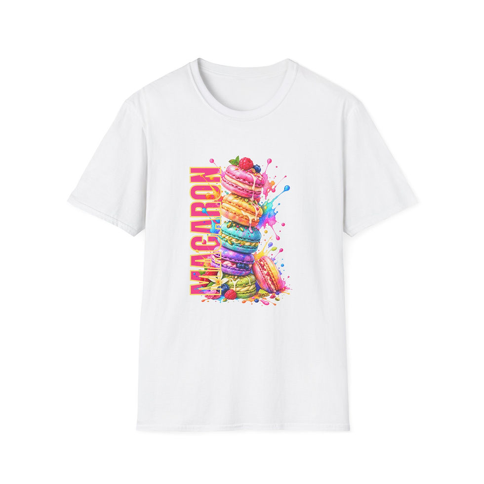 Thumbnail: Macaron Stack T-Shirt — Colorful Watercolor Pastry Graphic Tee