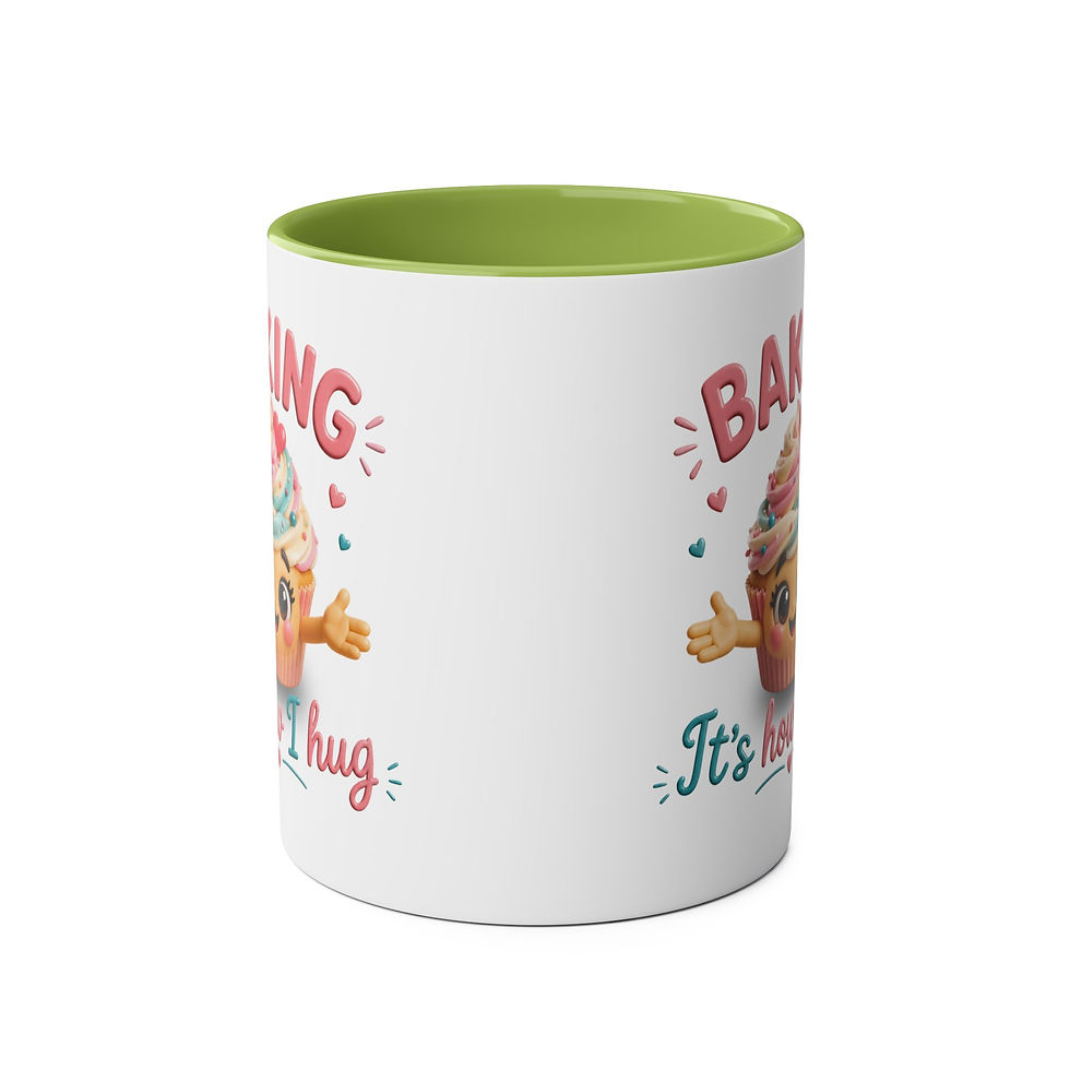 Thumbnail: Baking Mug — "Baking: It’s How I Hug" Cute Cupcake Coffee Mug (11oz Two-Tone)