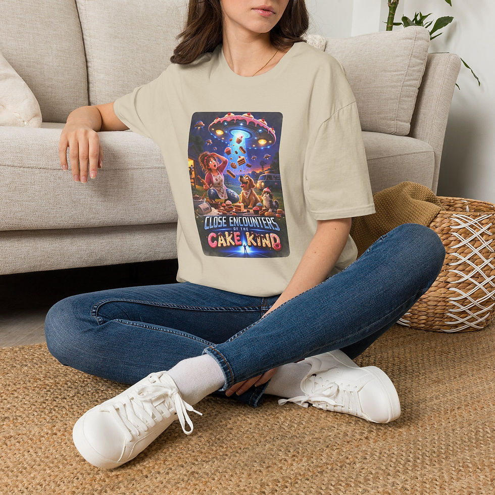 Thumbnail: T-Shirt — 'Close Encounters of the Cake Kind' Retro Alien Dessert Graphic