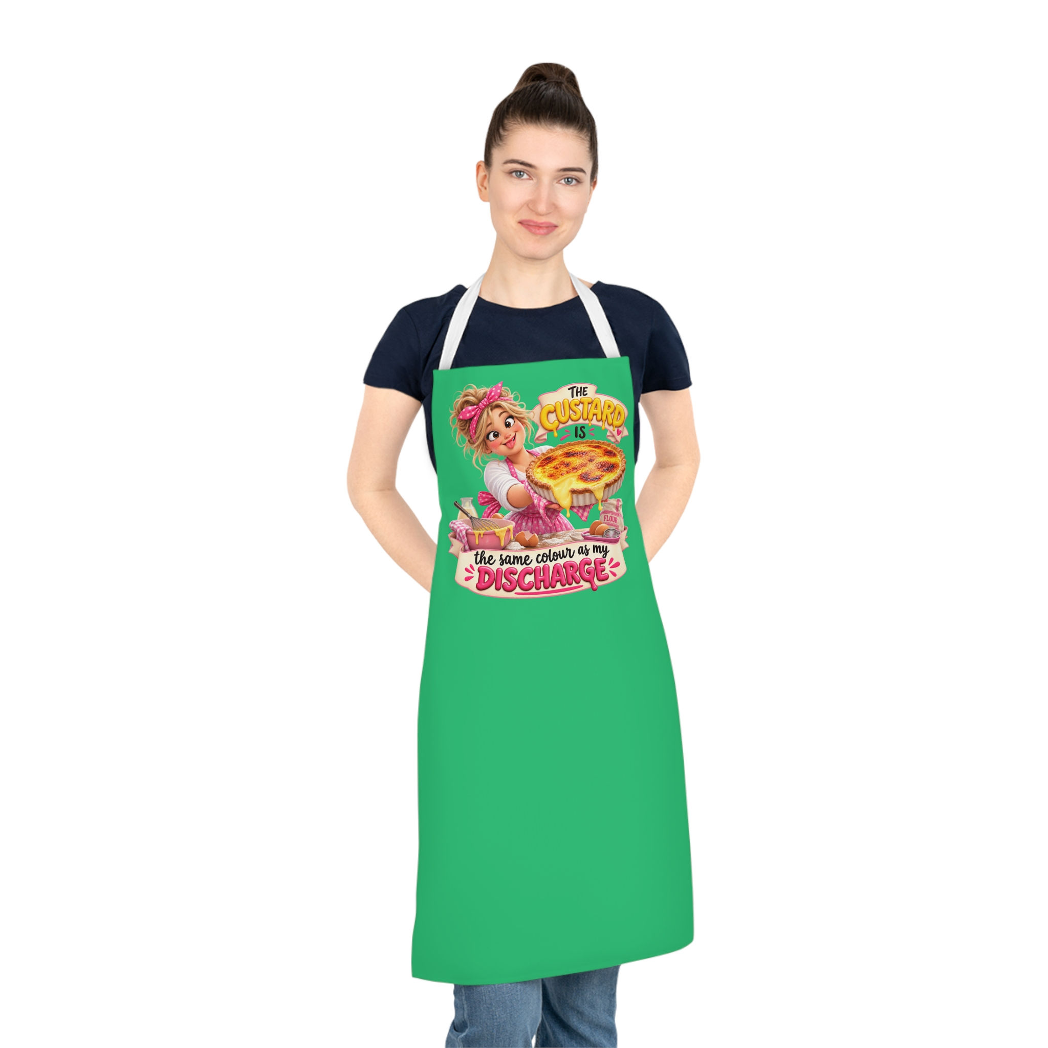 Apron — The Custard Is The Same Colour As My Discharge Retro Kitchen Apron