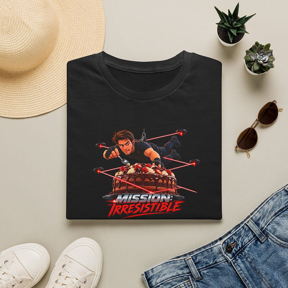 Thumbnail: T‑Shirt — "Mission Irresistible" Action Movie Graphic Tee