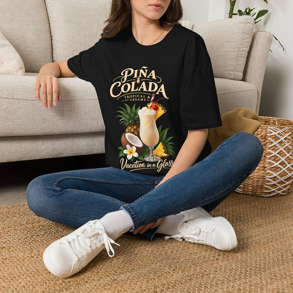 Thumbnail: Piña Colada Tropical T‑Shirt — Vintage Creamy Cocktail Design