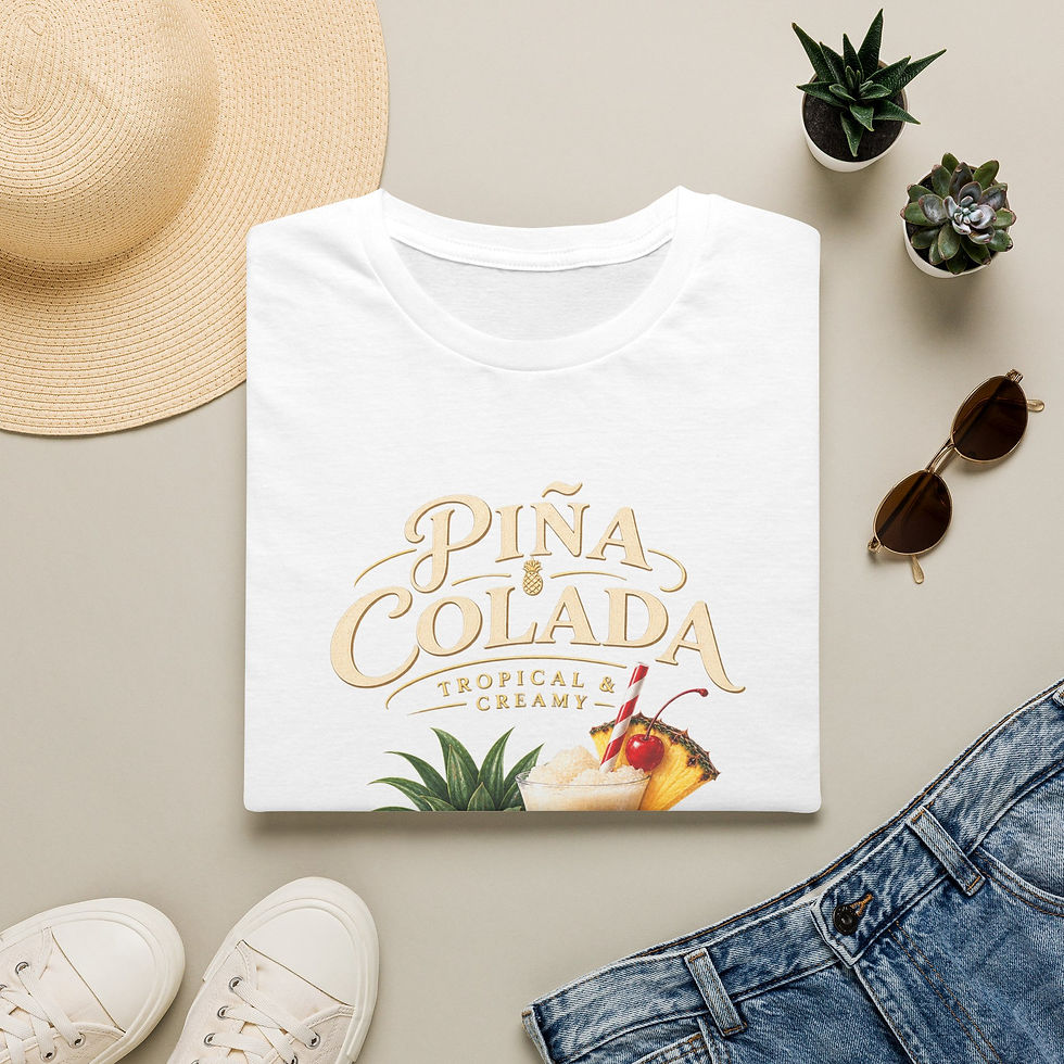Thumbnail: Piña Colada Tropical T‑Shirt — Vintage Creamy Cocktail Design