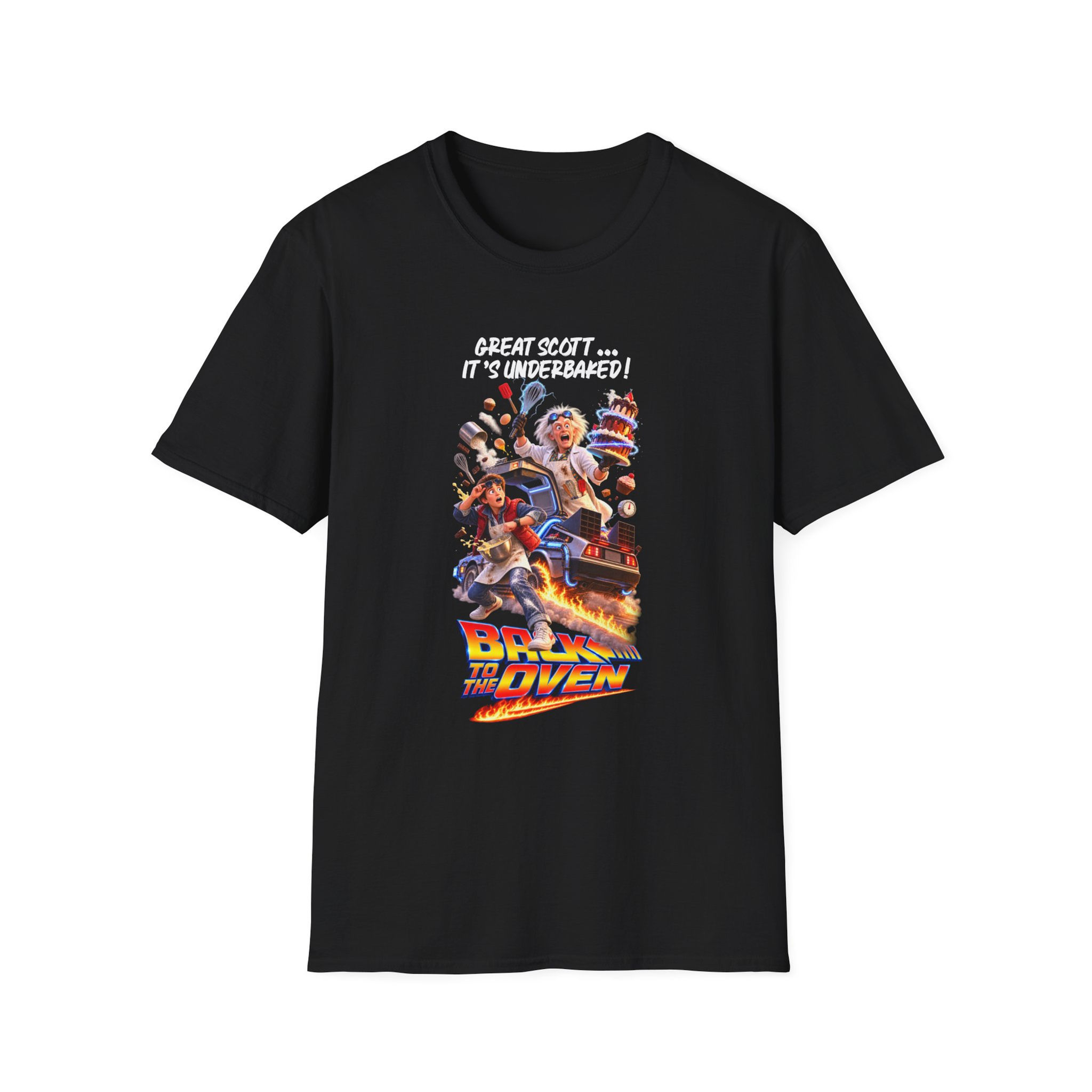 T-Shirt — "Back to the Oven" Retro Movie Graphic Tee