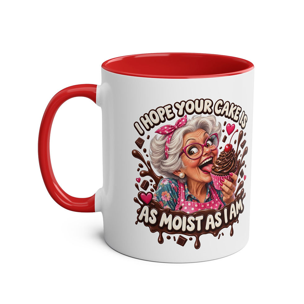 Thumbnail: Coffee Mug – "I Hope Your Cake Is As Moist As I Am" Retro Grandma Novelty
