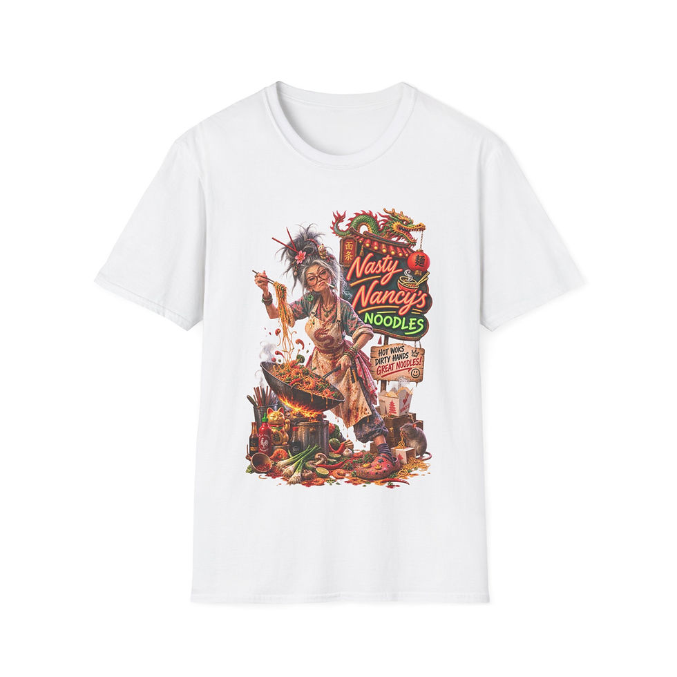 Thumbnail: Nasty Nancy's Noodles T-Shirt — Retro Neon Ramen Graphic Tee